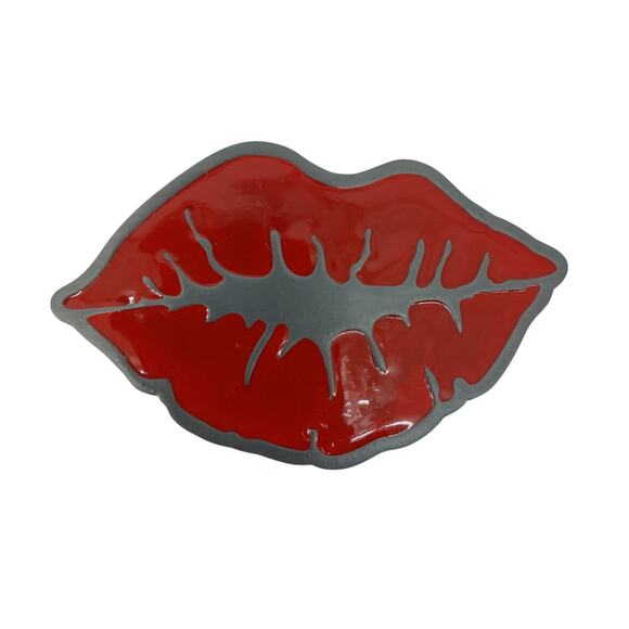 Red Lips Kiss Valentines Love Romantic Belt Buckle Makeup - Picture 1 of 10